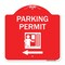 Signmission Parking Permit With Left Arrow, Red & White Aluminum Architectural Sign, 18" x 18", RW-1818-23402 A-DES-RW-1818-23402 - alternate 1
